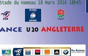 18 mars : France / Angleterre U20 au Hameau