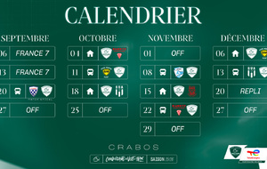 Calendrier des rencontres 1er trimestre