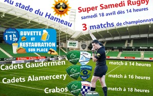 18 avril : super samedi rugby