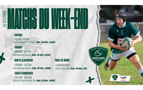 Matchs du samedi 3 décembre